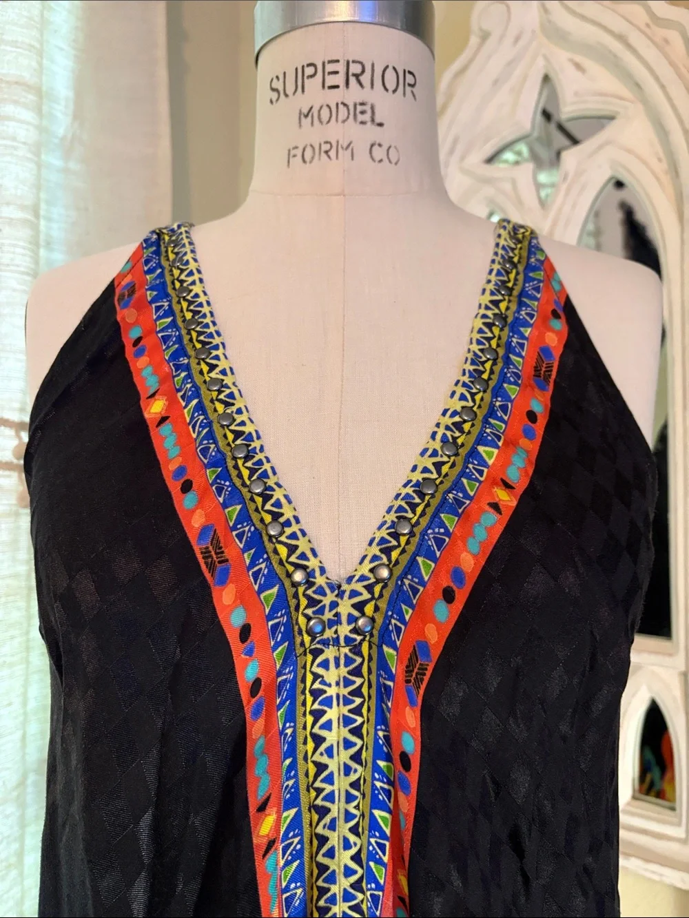 Johnny Was Black Maxi Dress with Multicolor Floral & Paisley Accents - Picture 4 of 7